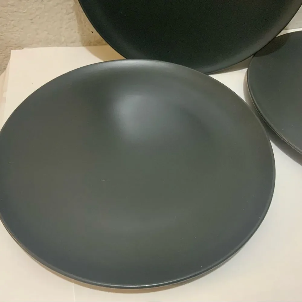 New IKEA 12011 Matte charcoal Gray Dinner Plates 10 inch Discontinued Set Of 3